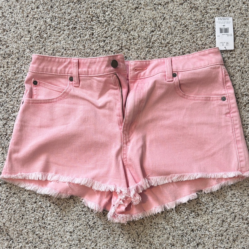 Volcom Pink Frayed Jean Shorts